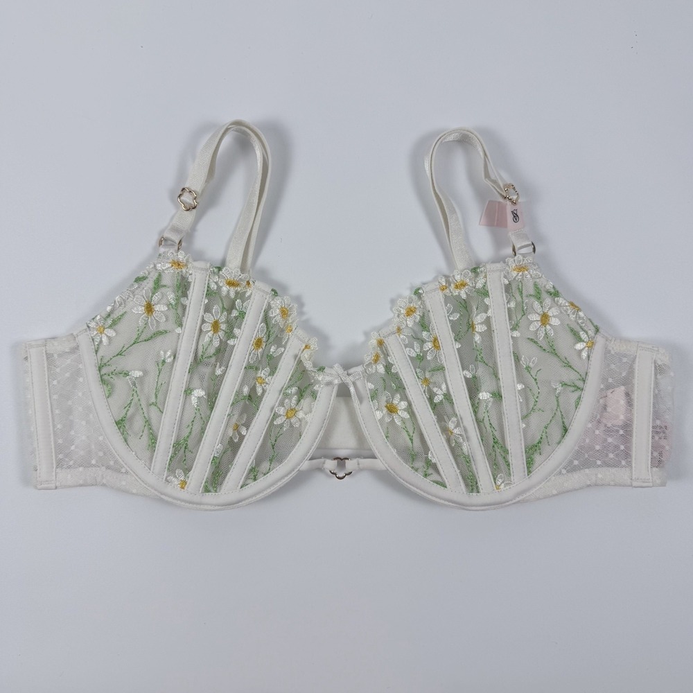 Victoria's Secret Dream Angels Wicked Unlined Daisy Chain Embroidery Bra 36B